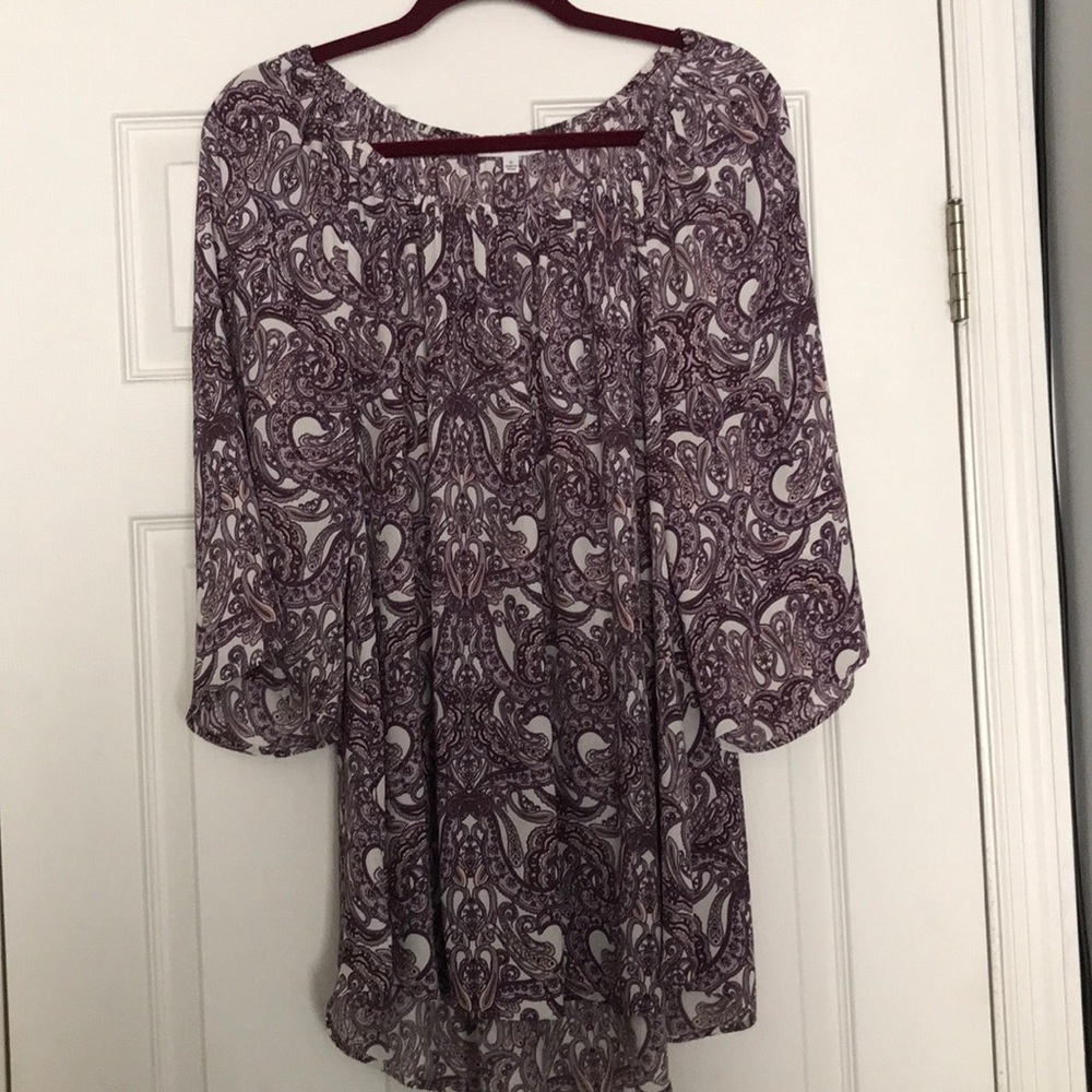 Purple & White Blouse